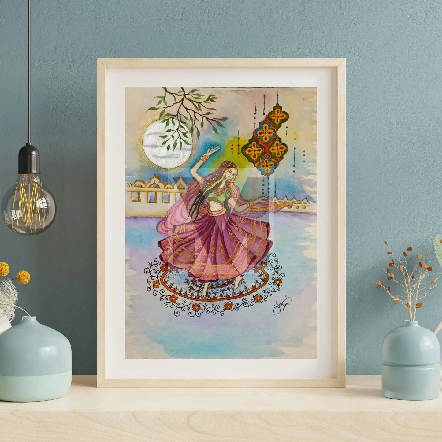 Mughal Traditional Miniature Painting Vintage Art Artwork S.Ishi
